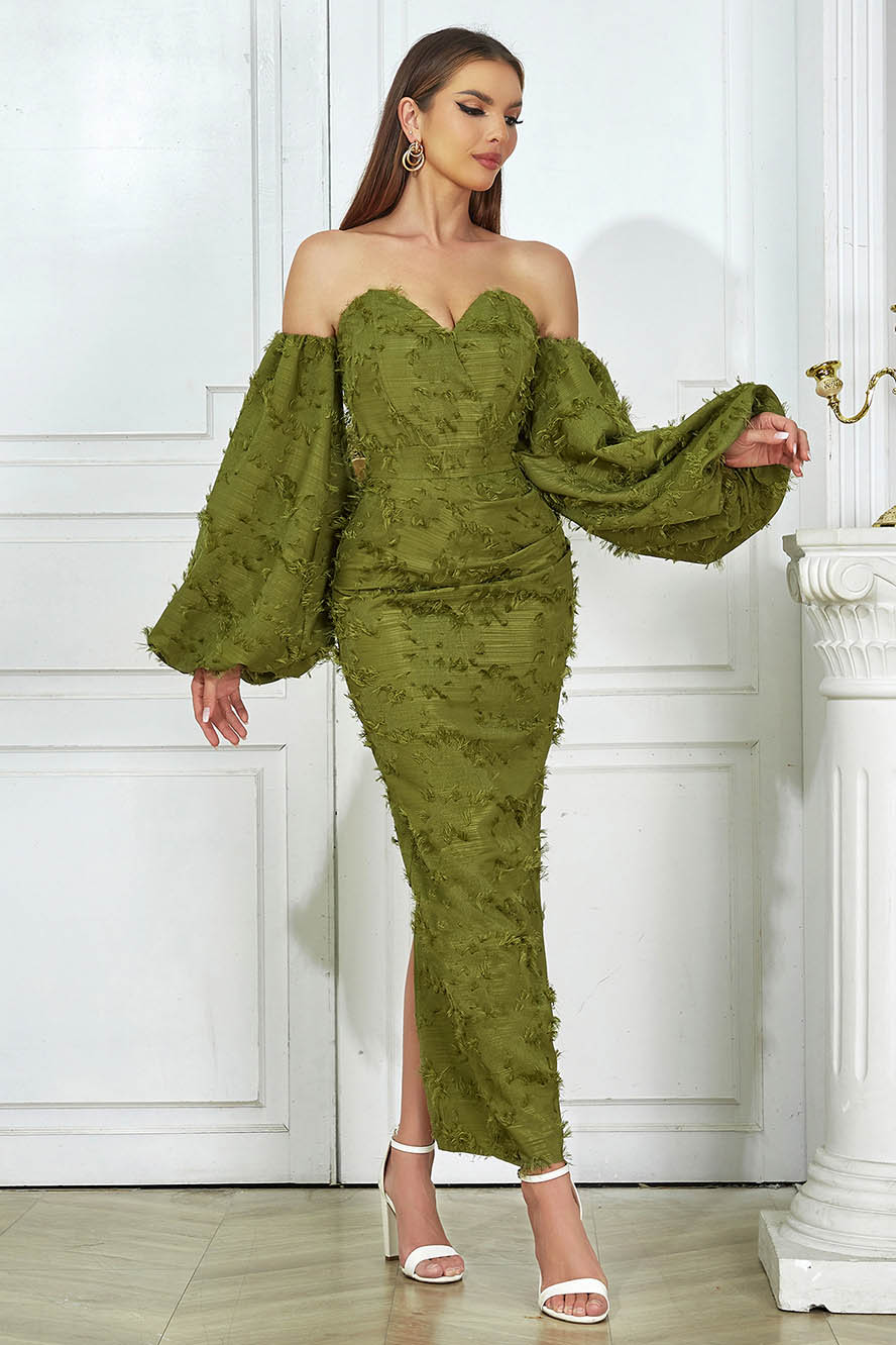 Robe longue en tricot à dos nu