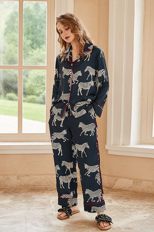 Blue Zebra Print Pyjama Set