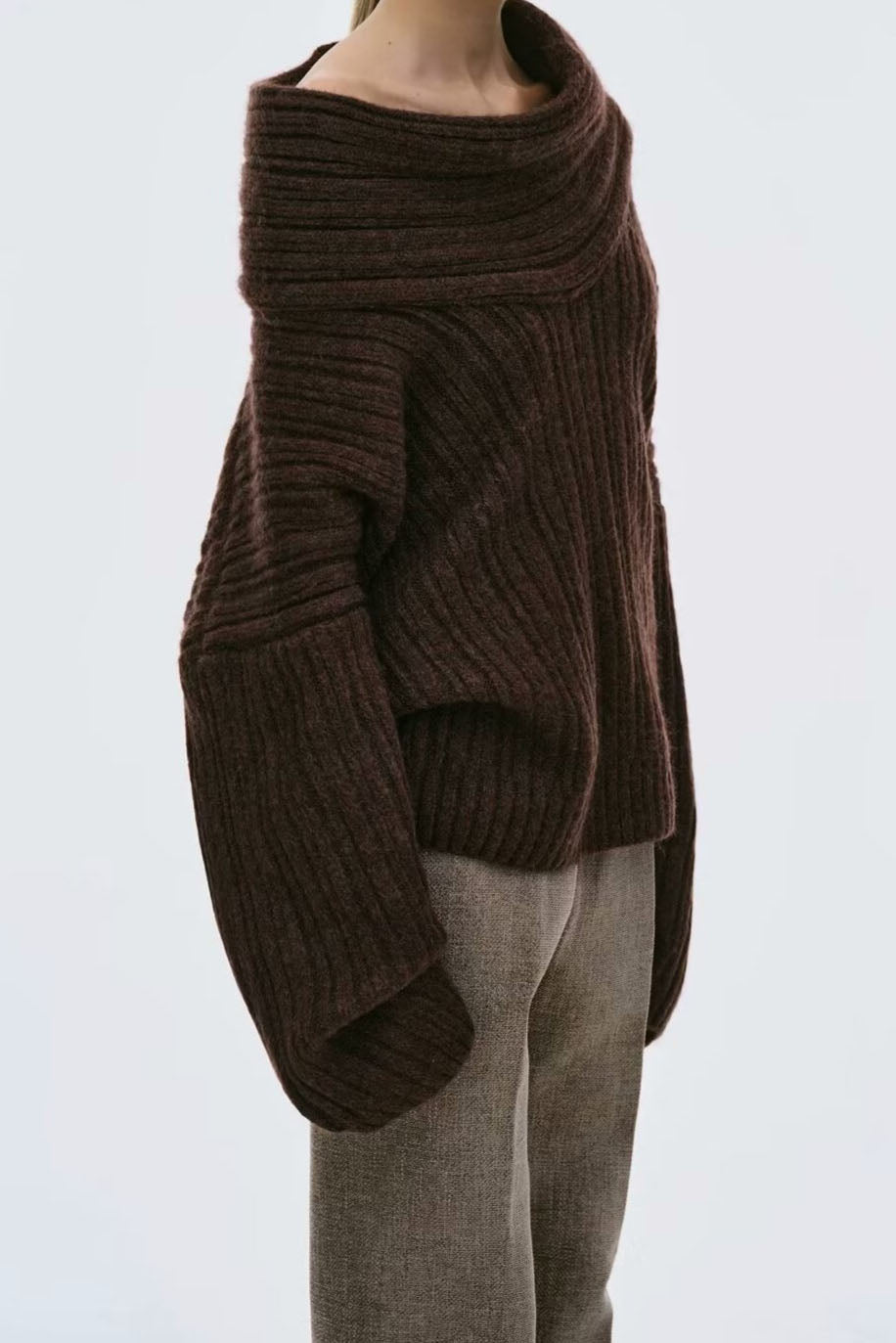 Lazy Style Solid Faarf Irregulär Strécken Top
