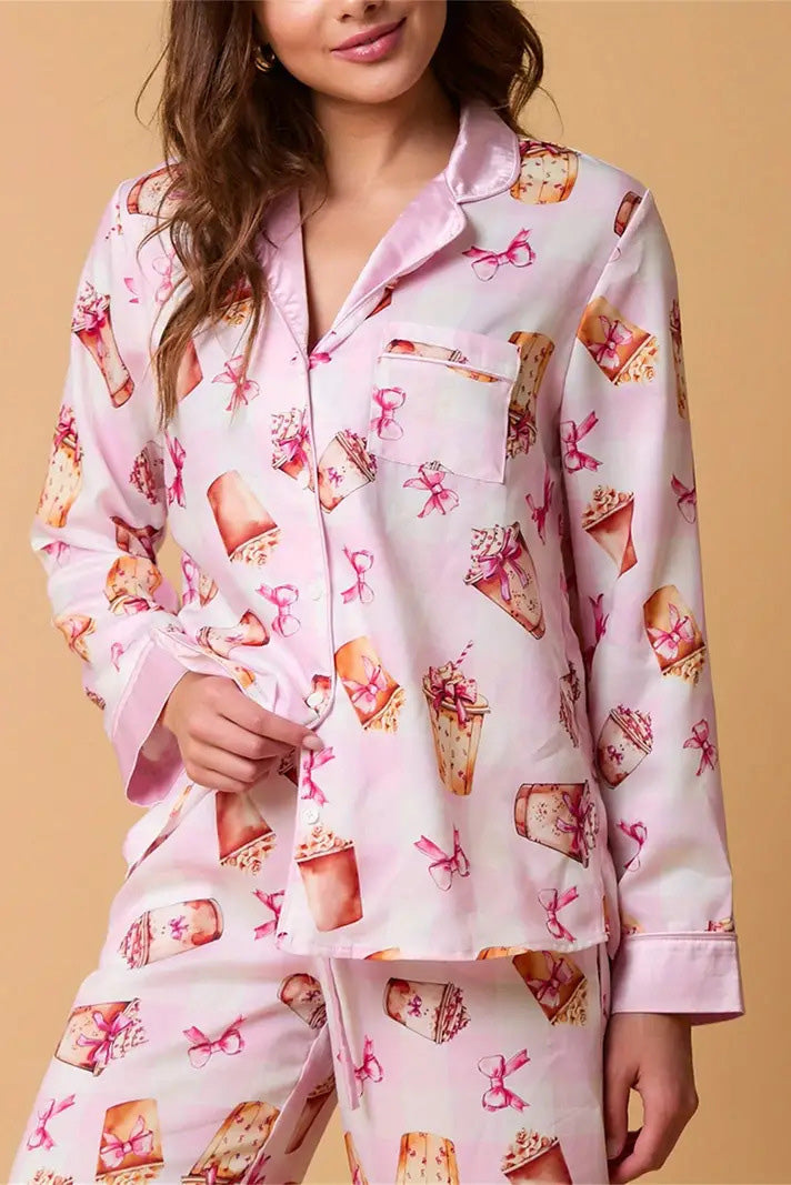 Conjunto de Pijamas con Estampado de Rayas Festivas de Navidad