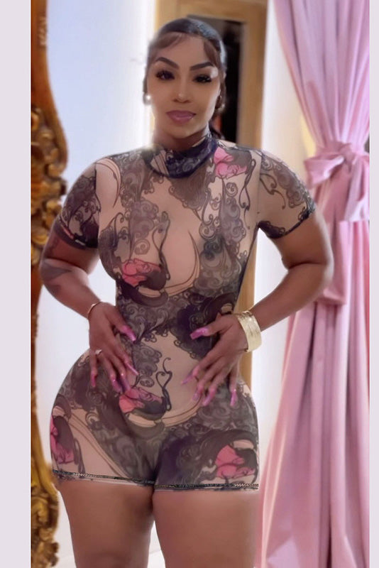 Dreamy Pink-Brown Open-Back Jumpsuit