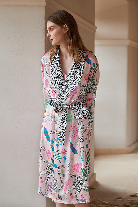 Dressing Pink Snow Leopard Robe Set