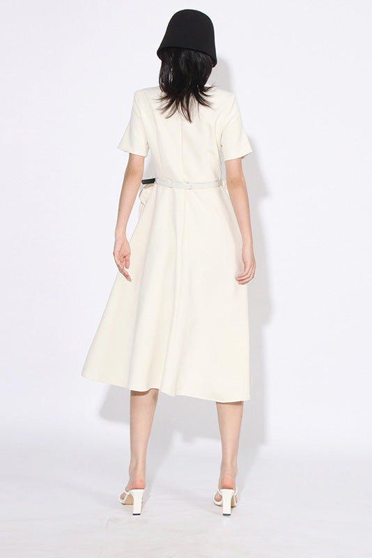 Grace Floral Appliqué Short Sleeve Midi Dress