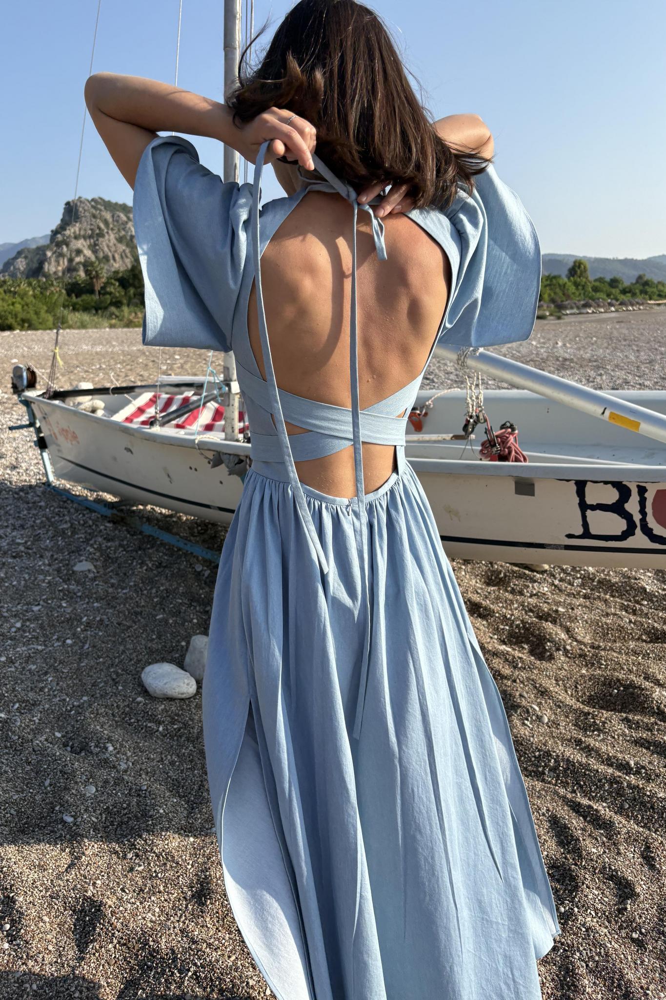 Beach Summer Dresses Backless Backless Denim Maxi Dress Beach Summer Dresses Backless Backless Denim Maxi Dress
