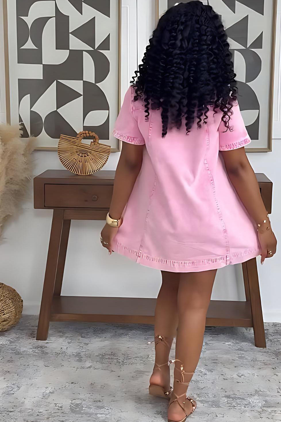 Séisst Casual Denim Vibe Mini-Kleed