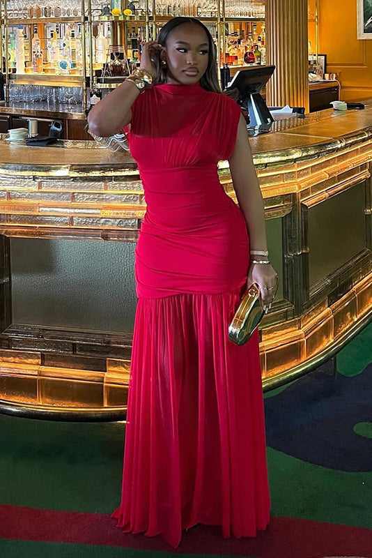 Timeless Solid Fishtail Maxi Dress