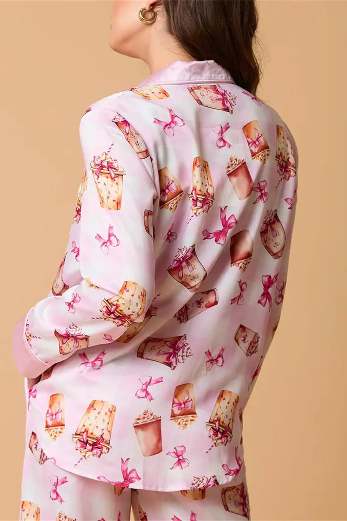 Conjunto de Pijamas con Estampado de Rayas Festivas de Navidad