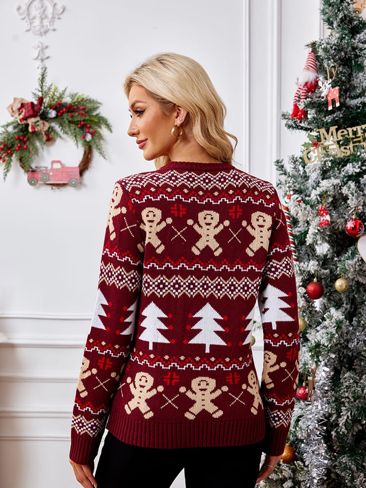 Ležérní vyšívaný svetr Crewneck – Gingerbread Man