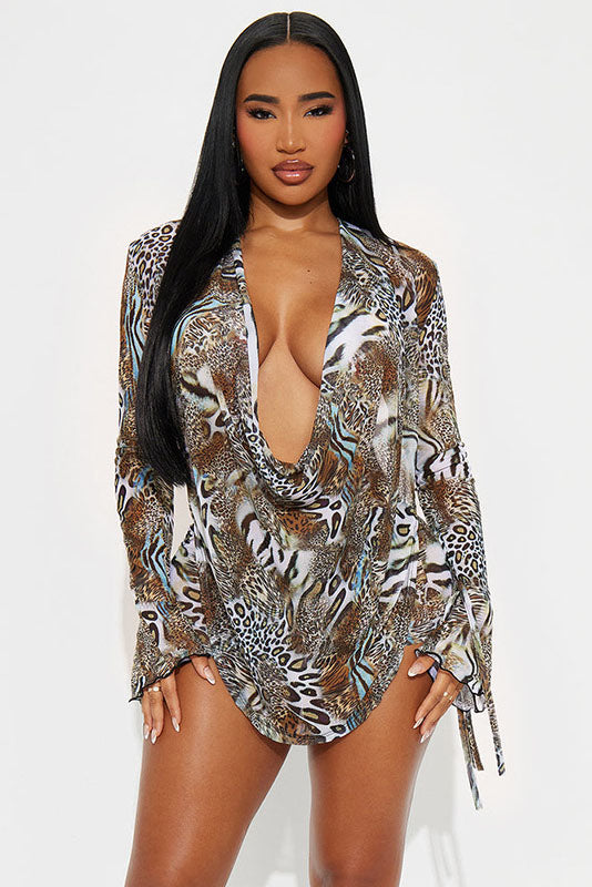 Vestido línea A con estampado floral pequeño francés