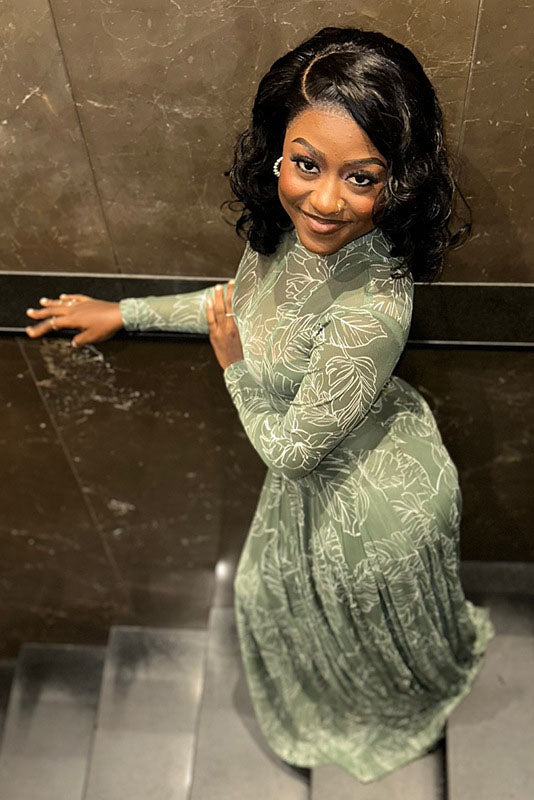 Havblå Plisseret Blonde Maxi Kjole