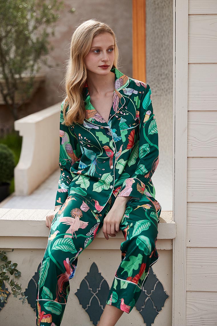 Set de loungewear cu imprimeu tigru și maimuță, cu mâneci de gheață