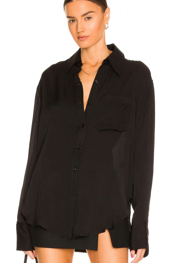 Chiffon afslappet skjorte & fløjlsnederdel-bukser med fjerkant