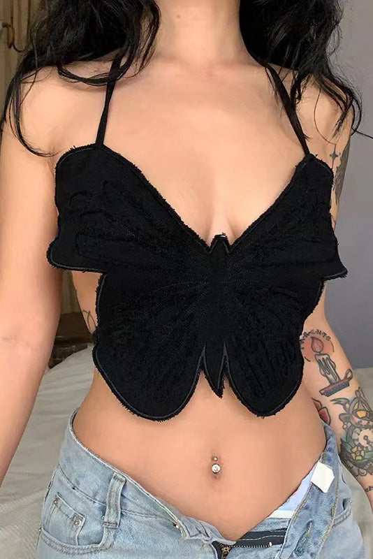 Butterfly Halter Crop Top