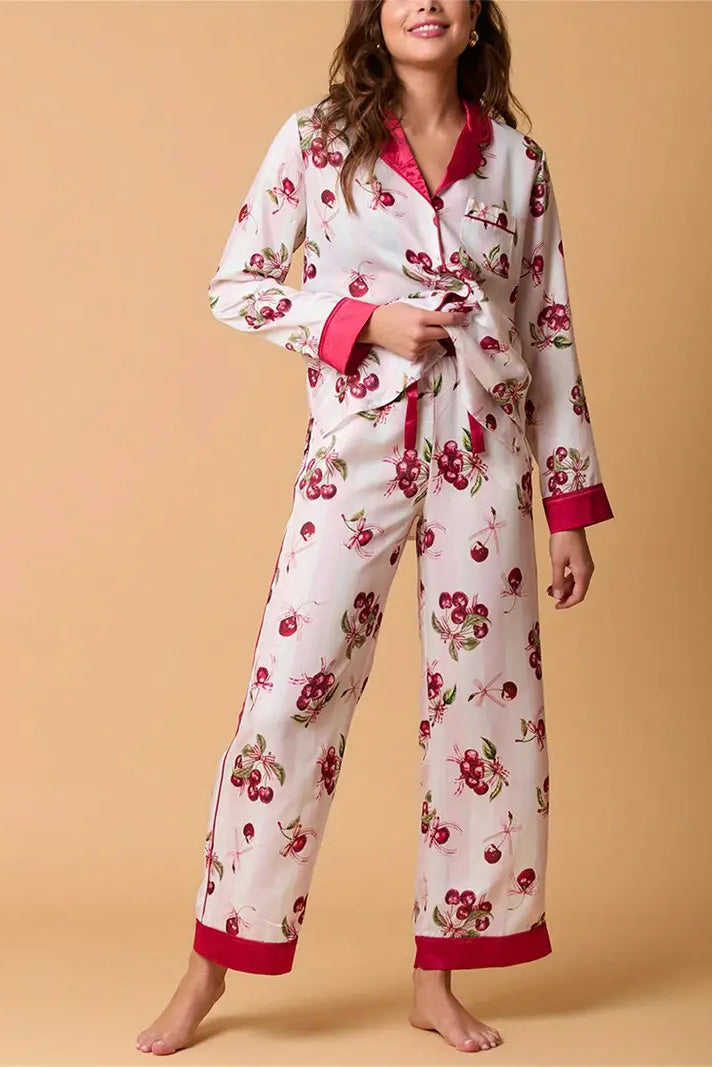 Conjunto de Pijamas con Estampado de Rayas Festivas de Navidad