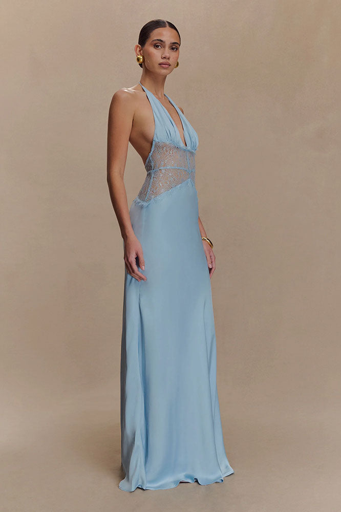 Halter Patchwork Backless Sexy Maxi Dress