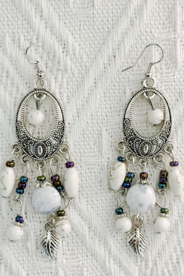 Boucles d'oreilles longues à franges turquoise en alliage pour femmes, boucles d'oreilles décoratives