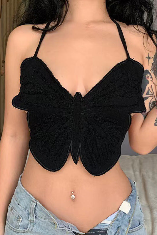 Butterfly Halter Crop Top