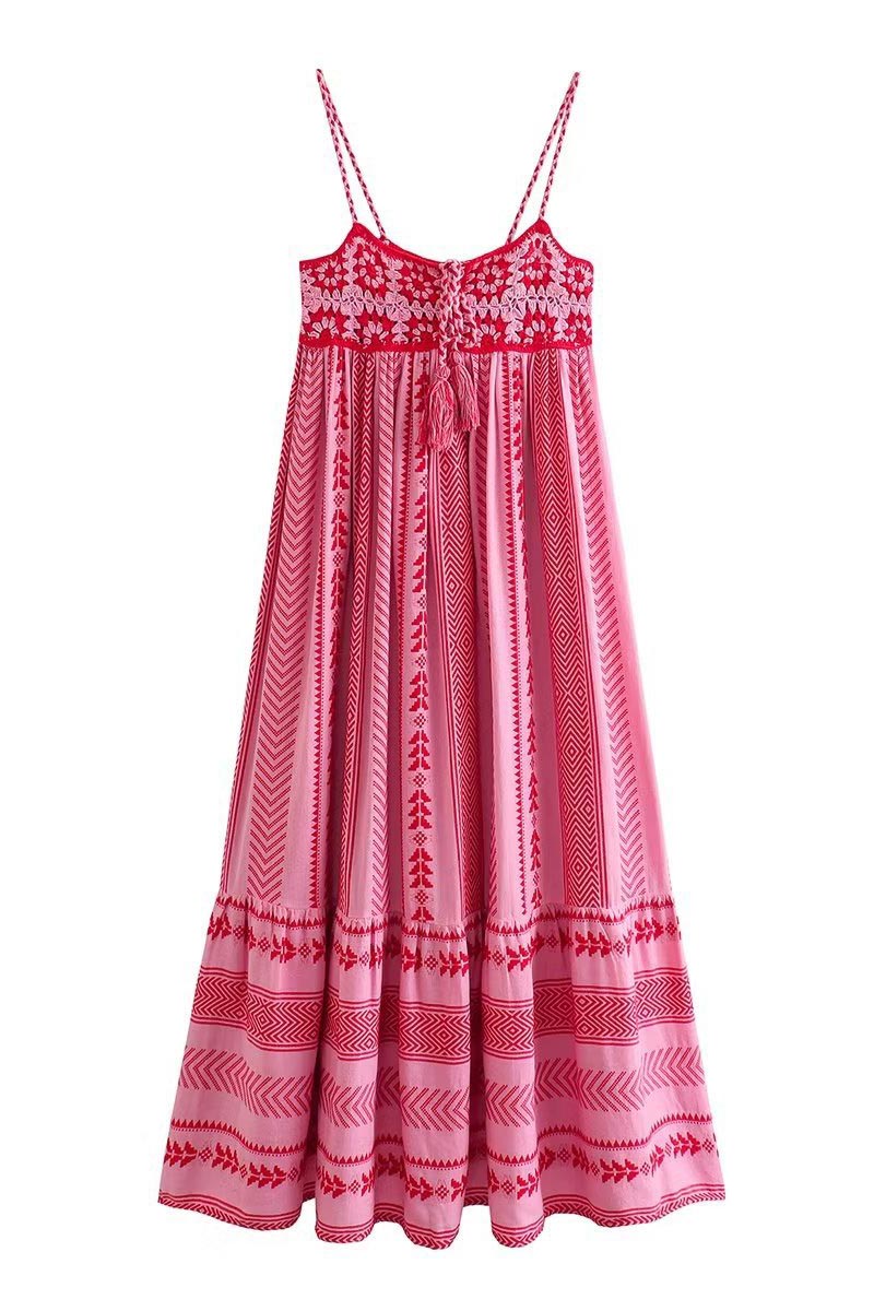 Ethnic Knitted Suspender Long Skirt