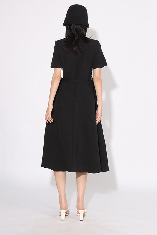 Grace Floral Appliqué Short Sleeve Midi Dress