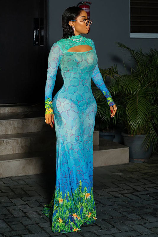 Vestido largo fluido floral rosa soñador