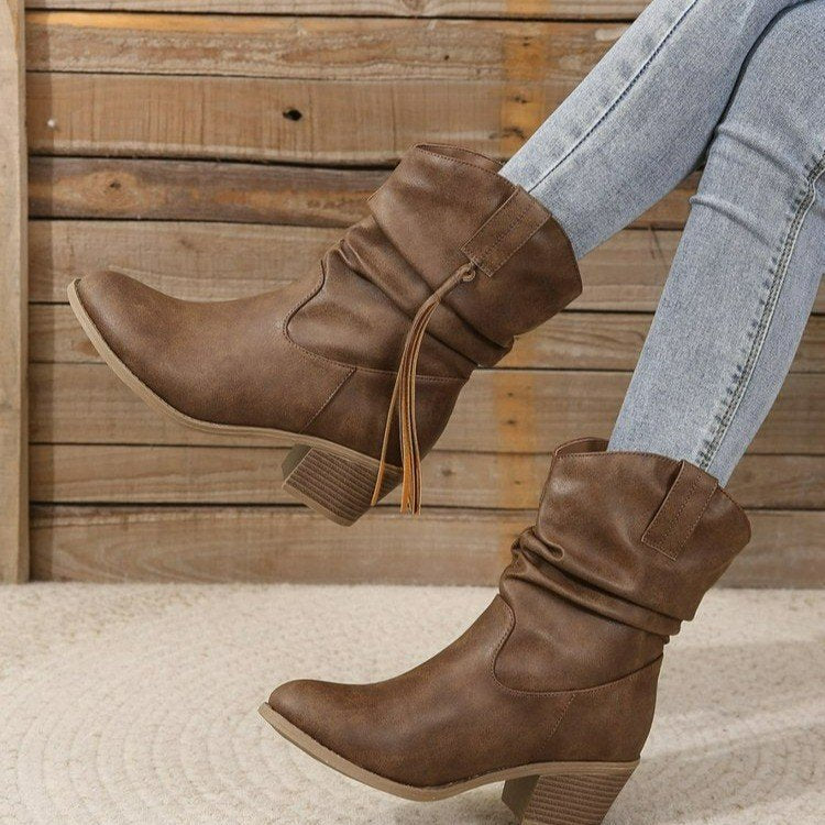 Vintage Western Cowboy Stiefeletten mit Quasten