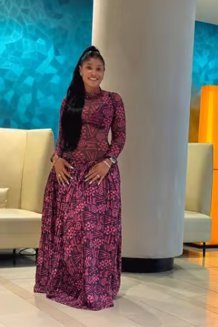 Geometric Print High Neck Maxi Dress