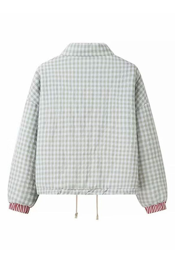 Plaid Pink Heart Pocket Jacket