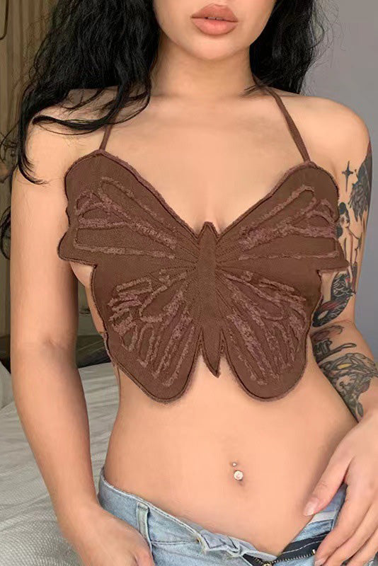 Butterfly Halter Crop Top