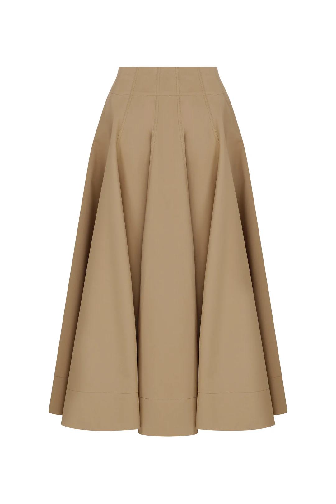 Floral Shape Cutout Top & Pleated Cotton-Poplin Midi Skirt