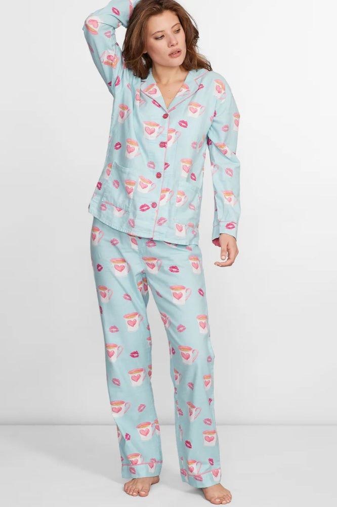 Ensemble de pyjama avec imprimé cœur et lèvres