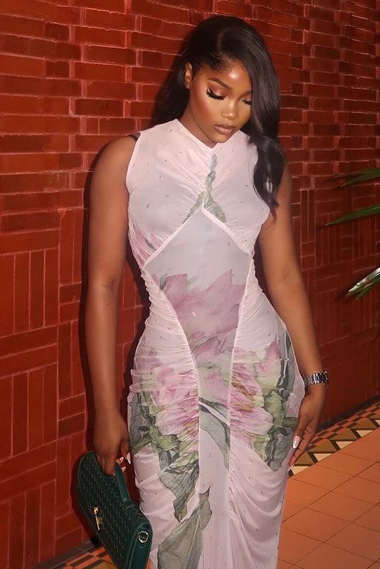 Gotické královny průsvitné zavěšené maxi šaty