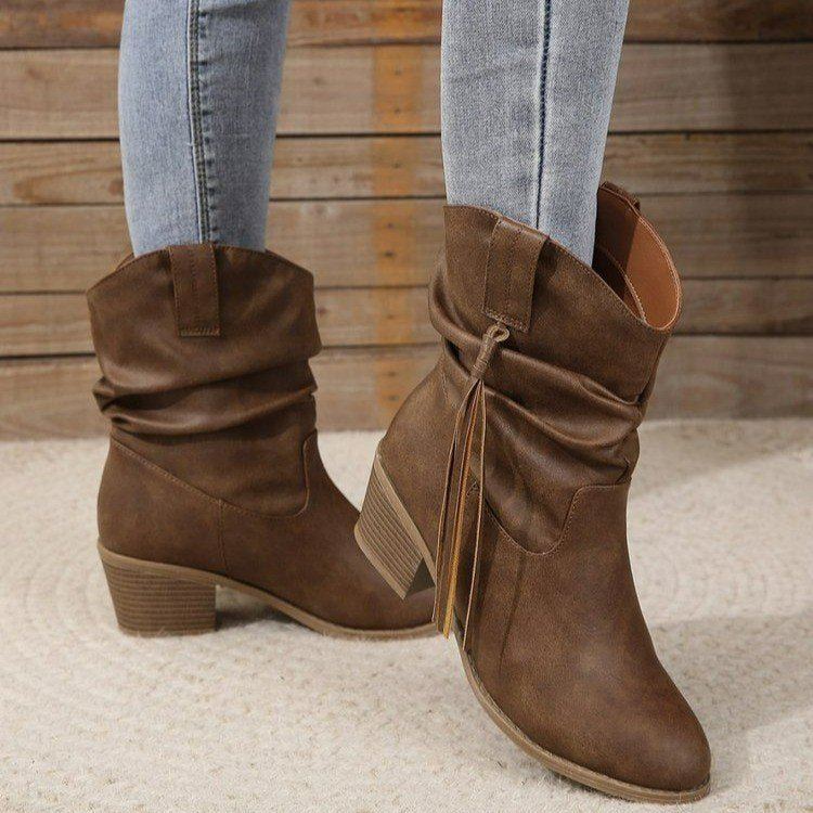 Vintage Western Cowboy Stiefeletten mit Quasten
