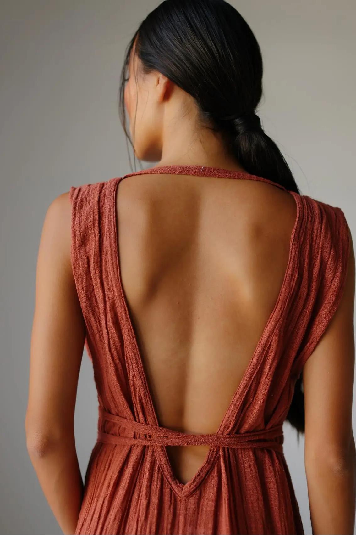 Plunge Neckline Wide Leg Jumpsuit