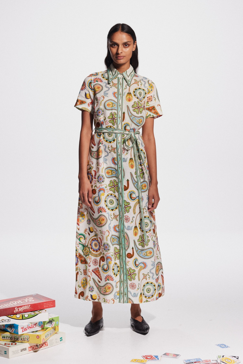 Anouche Short Sleeve Paisley Maxi Kleed