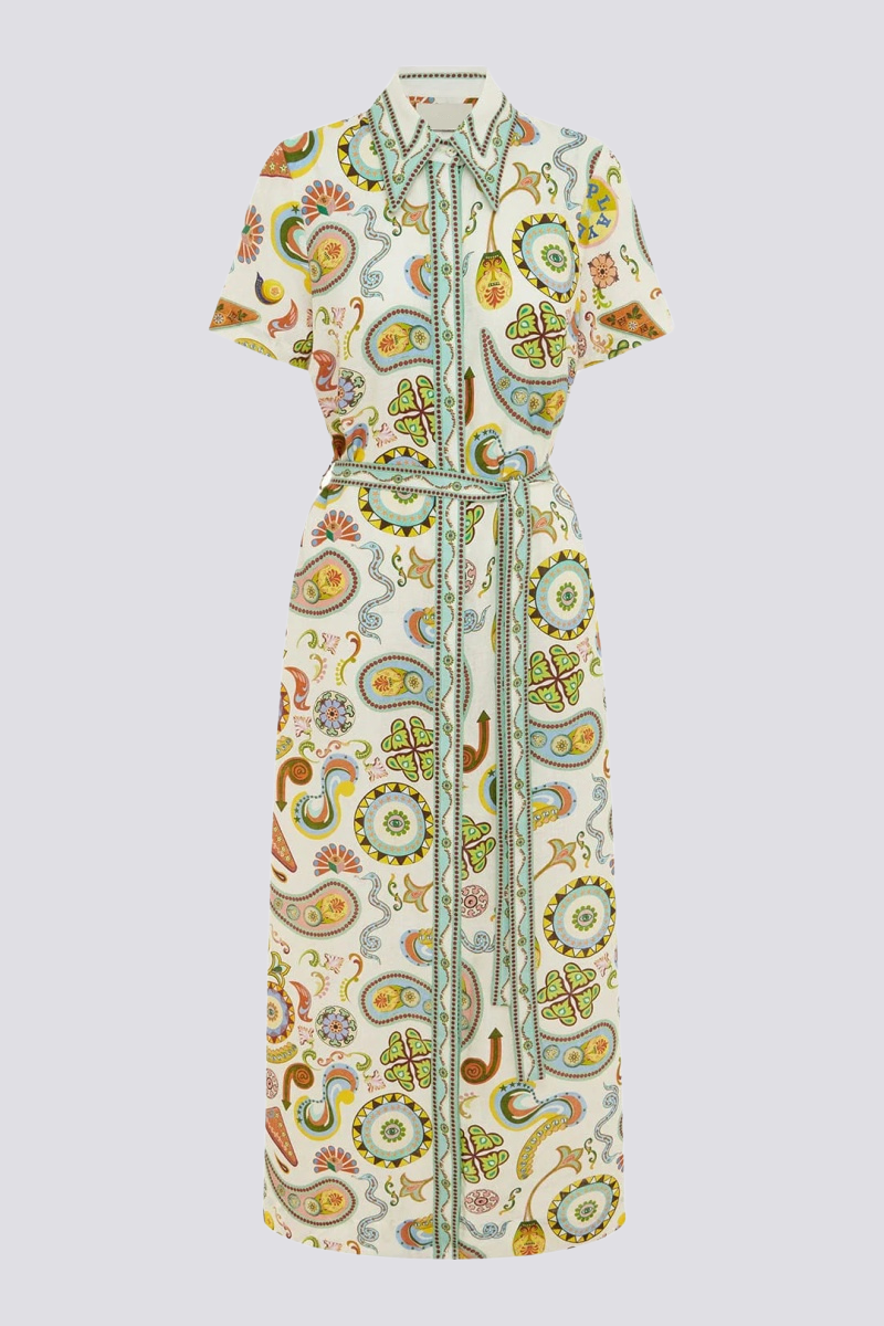 Robe longue à manches courtes et motif cachemire Anouche