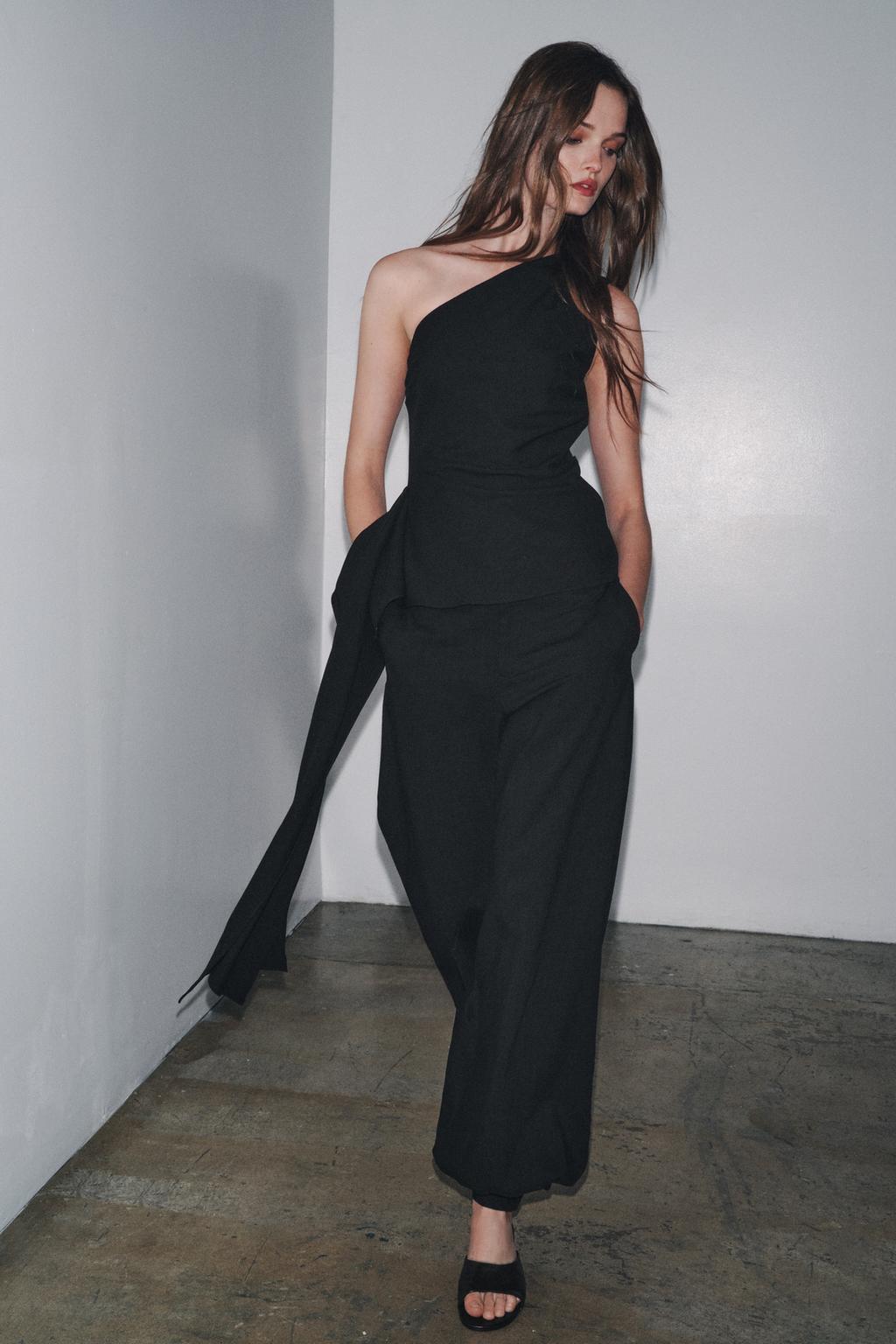Asymmetric One Shoulder Top & Wide Leg Trousers Set