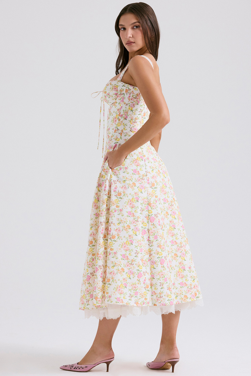 Athenais Floral Ruched Maxikjole