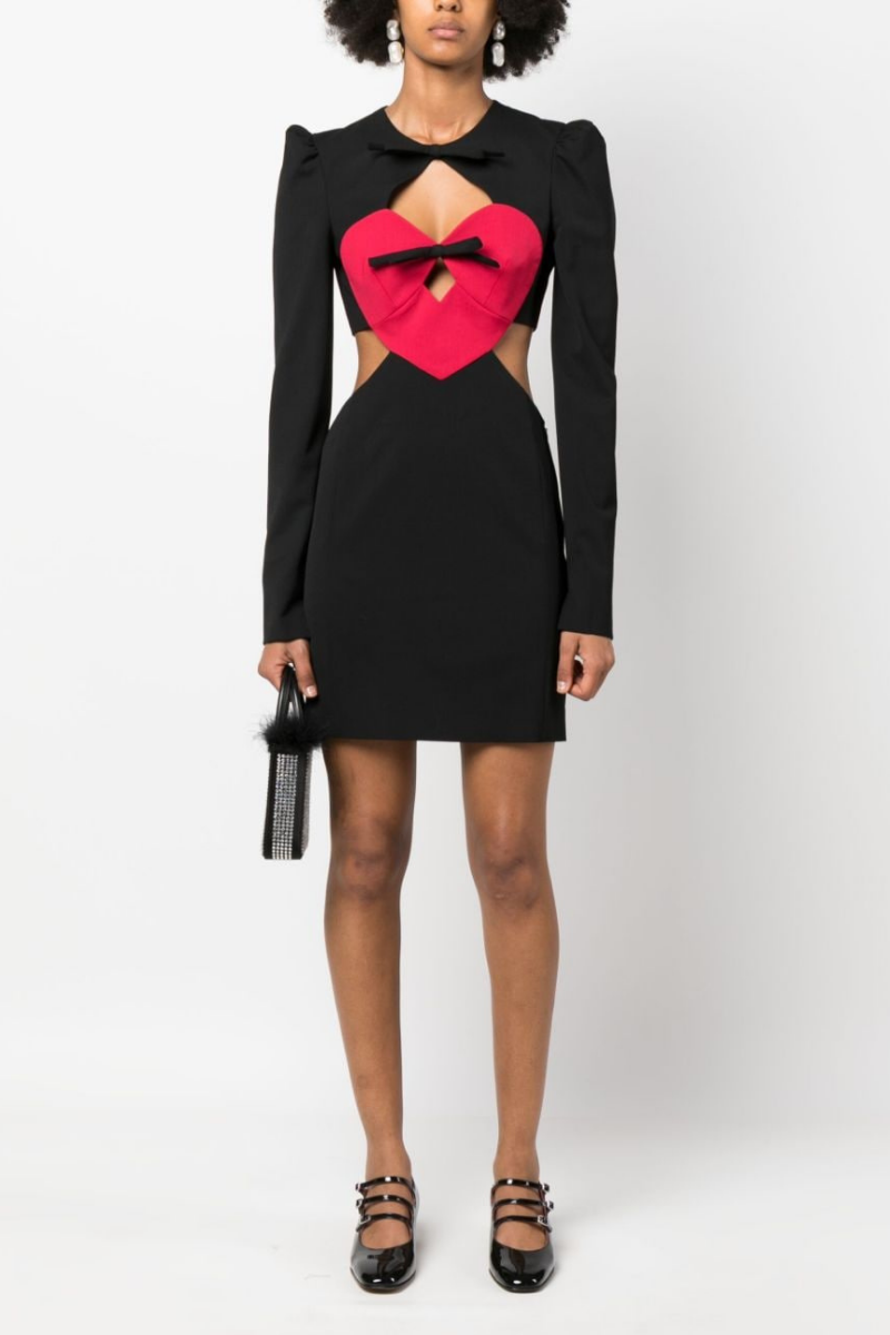 Azura Long Sleeve Bow Cutout Mini Kleed