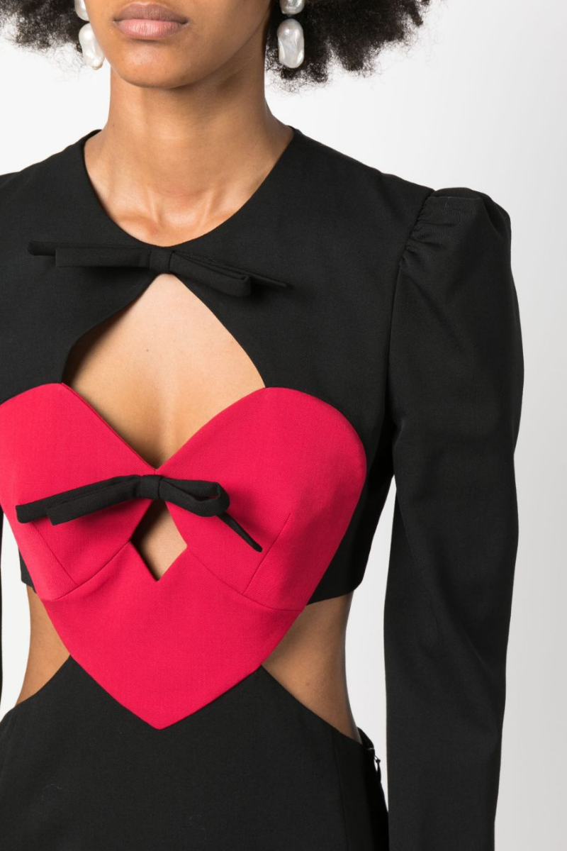 Azura Long Sleeve Bow Cutout Mini Kleed