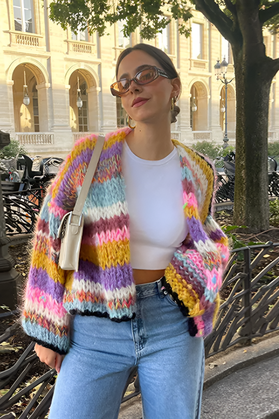 Cardigan supradimensionat și colorat