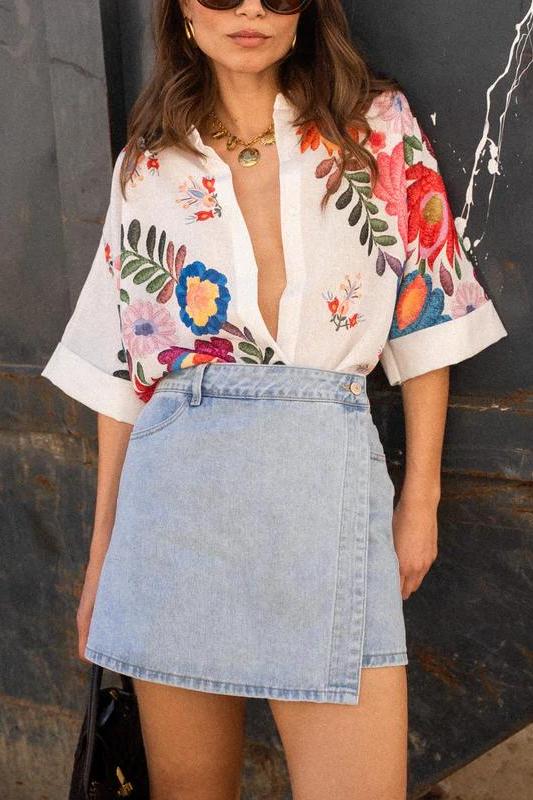 Carla Floral Print Short-Sleeved Shirt