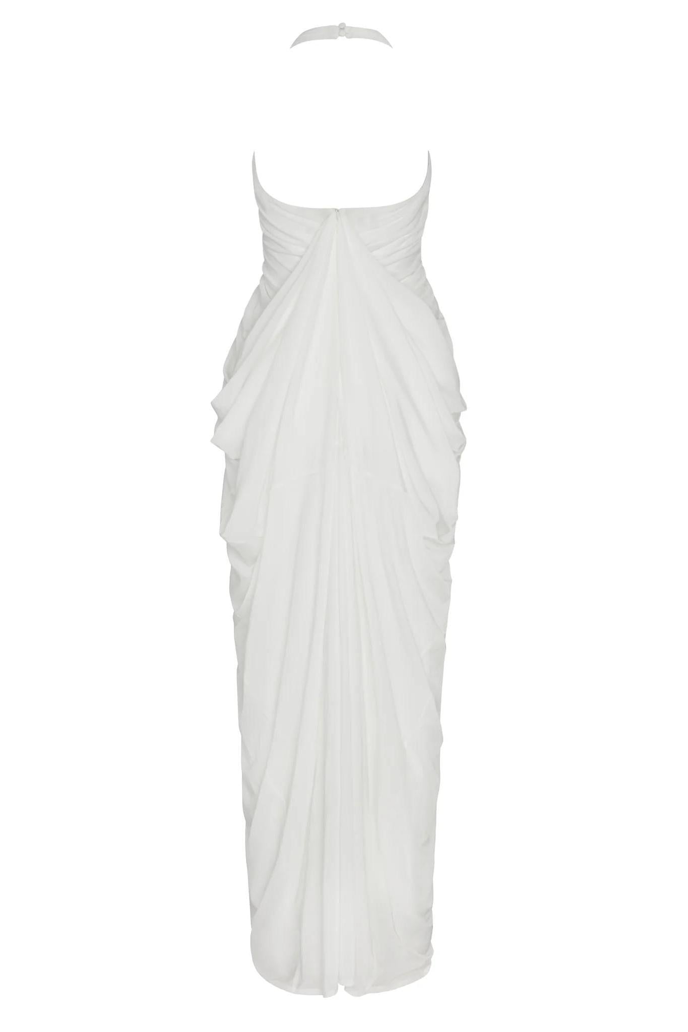 Halter Neck Draped Maxi Dress