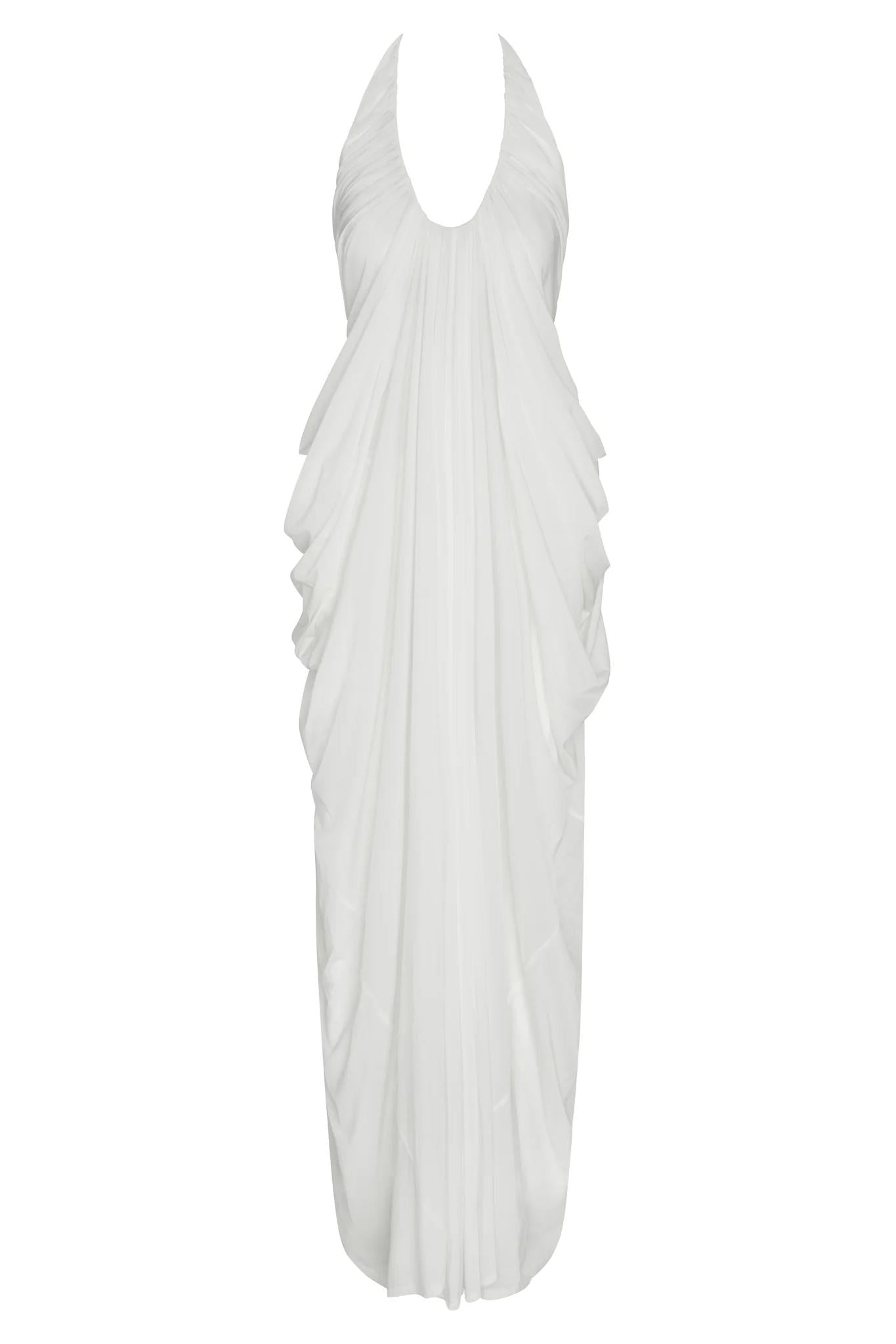 Halter Neck Draped Maxi Dress