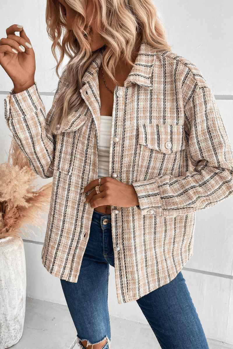 Spice Harvest Plaid Shacket - Bege