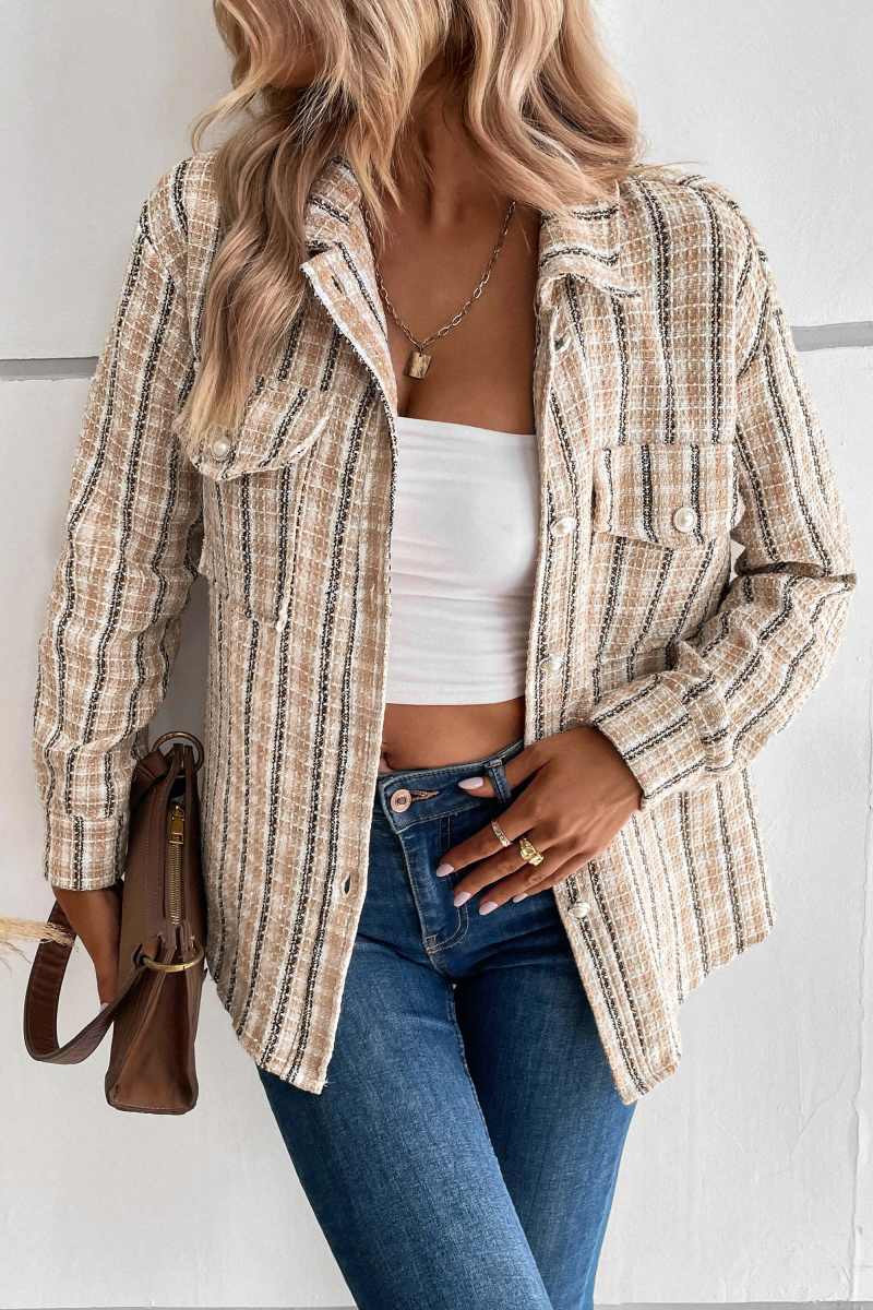 Spice Harvest Plaid Shacket - Beige