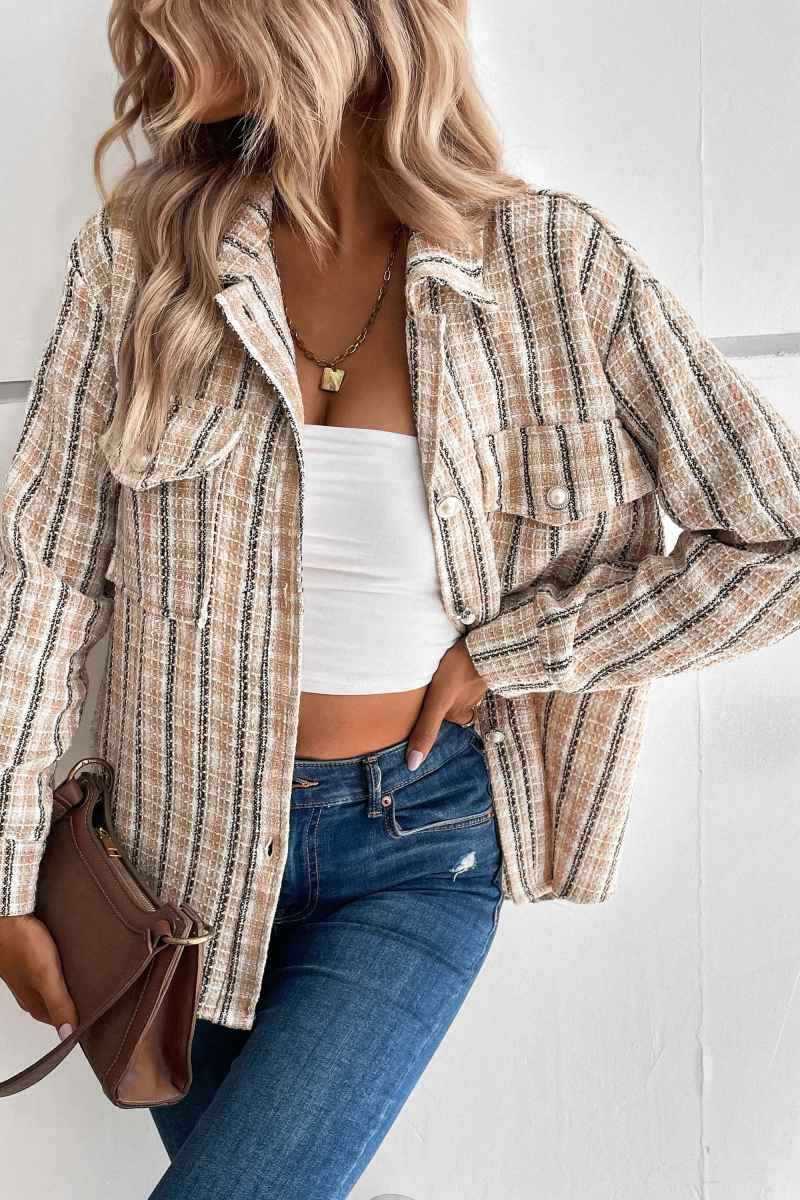 Spice Harvest Plaid Shacket - Beige