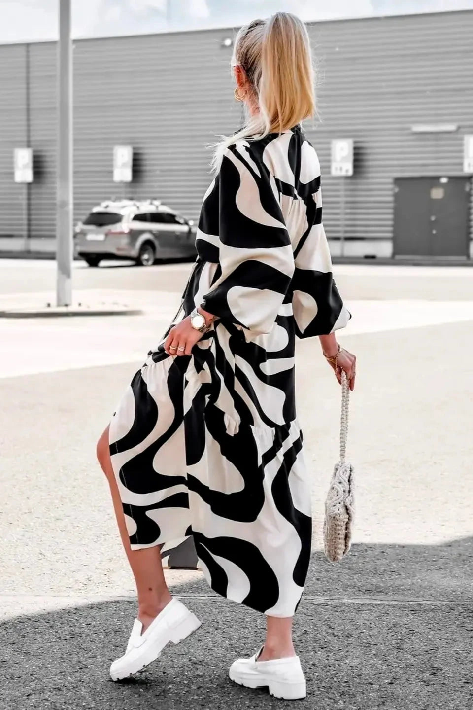 Ustrengend Chic Print Maxi Kleed