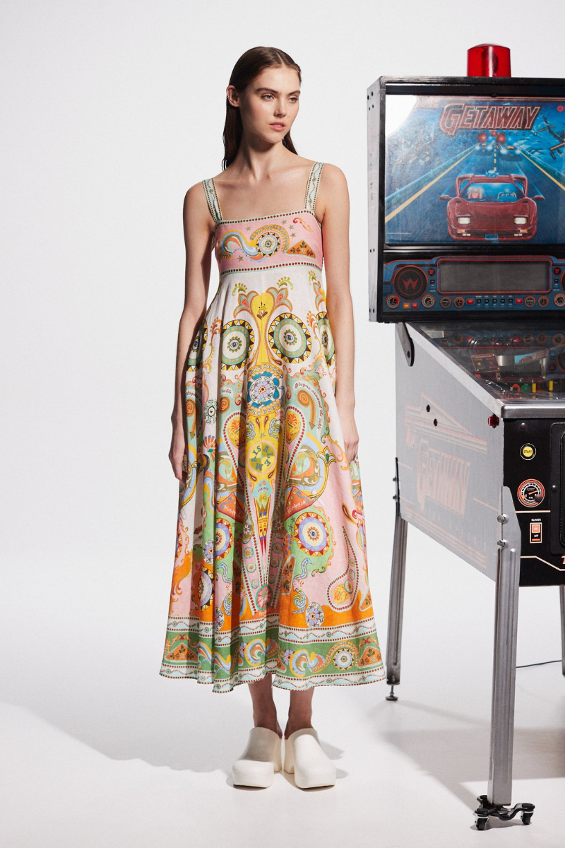 Estelle Spaghetti-Maxikleid mit Paisley-Muster