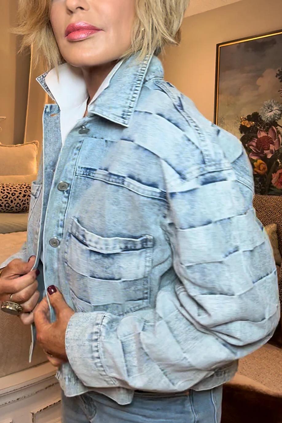 Patchwork Print Denim Cropped Jacket