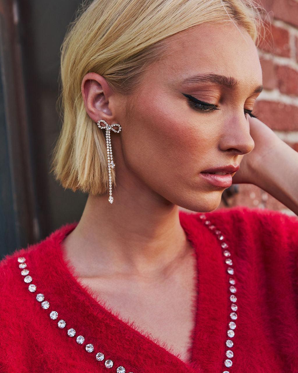 Boucles d'oreilles nœud en strass Final Touch